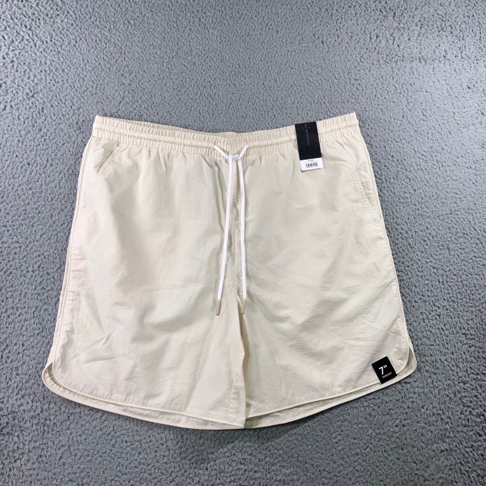 Men Swim Shorts Large 7'' Basic Beach Vacation Preppy Nylon Netrual Lightweight